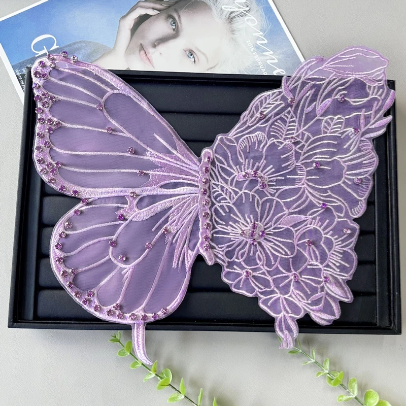 Simple mesh beading and drilling embroidered butterfly patch dress clothing sewing accessories