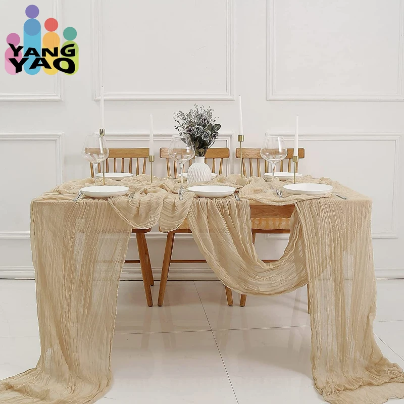 Chiffon Wedding Gauze Table Runner Romantic Boho Luxury Colorful Table Runner for Birthday Party Bridal Valentine's Day Decor