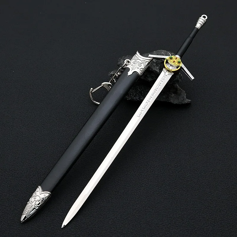 Game Peripheral 22cm Witcher 3 Demon Hunter Sword with Scabbard Weapon Metal Crafts Static Model Keychain Ornaments Cosplay Toy