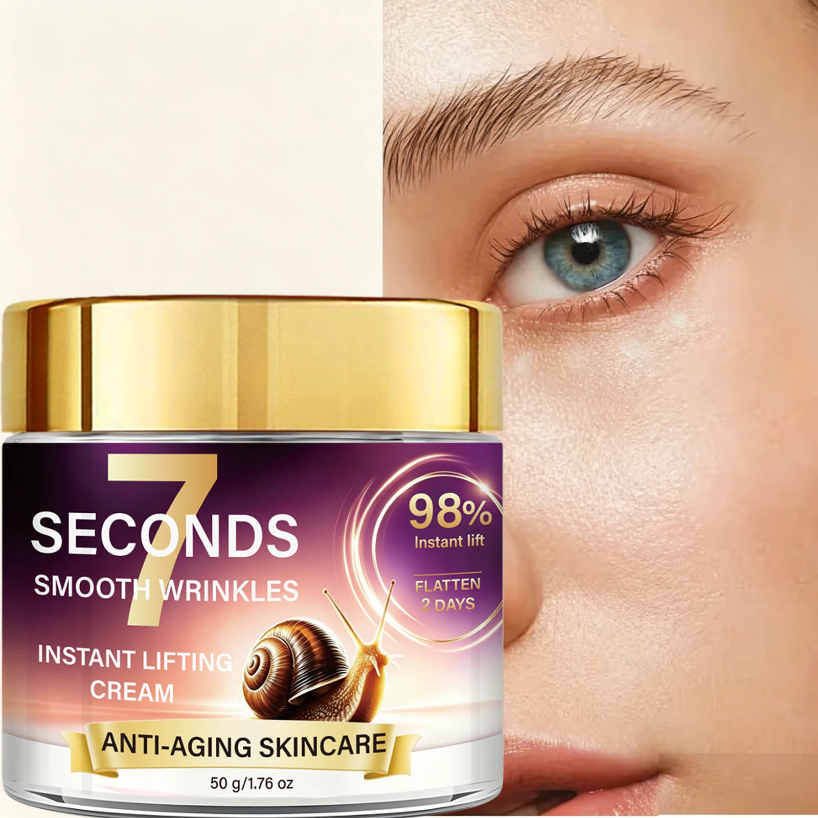 Water Ice Levin 7 Seconds Snail Lifting Cream Moisturizing Firming Anti-Aging Facial Skin Care 50g