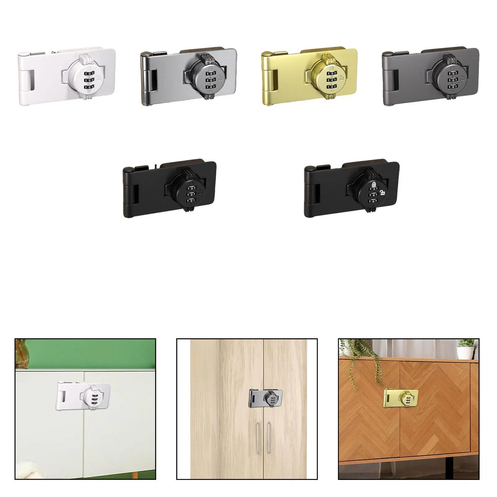 Password Rotary Hasp Lock Bathroom Cabinet Combination Lock Keyless Cabinet Lock for Pet Door Mailbox Outdoor Garage Barn Door