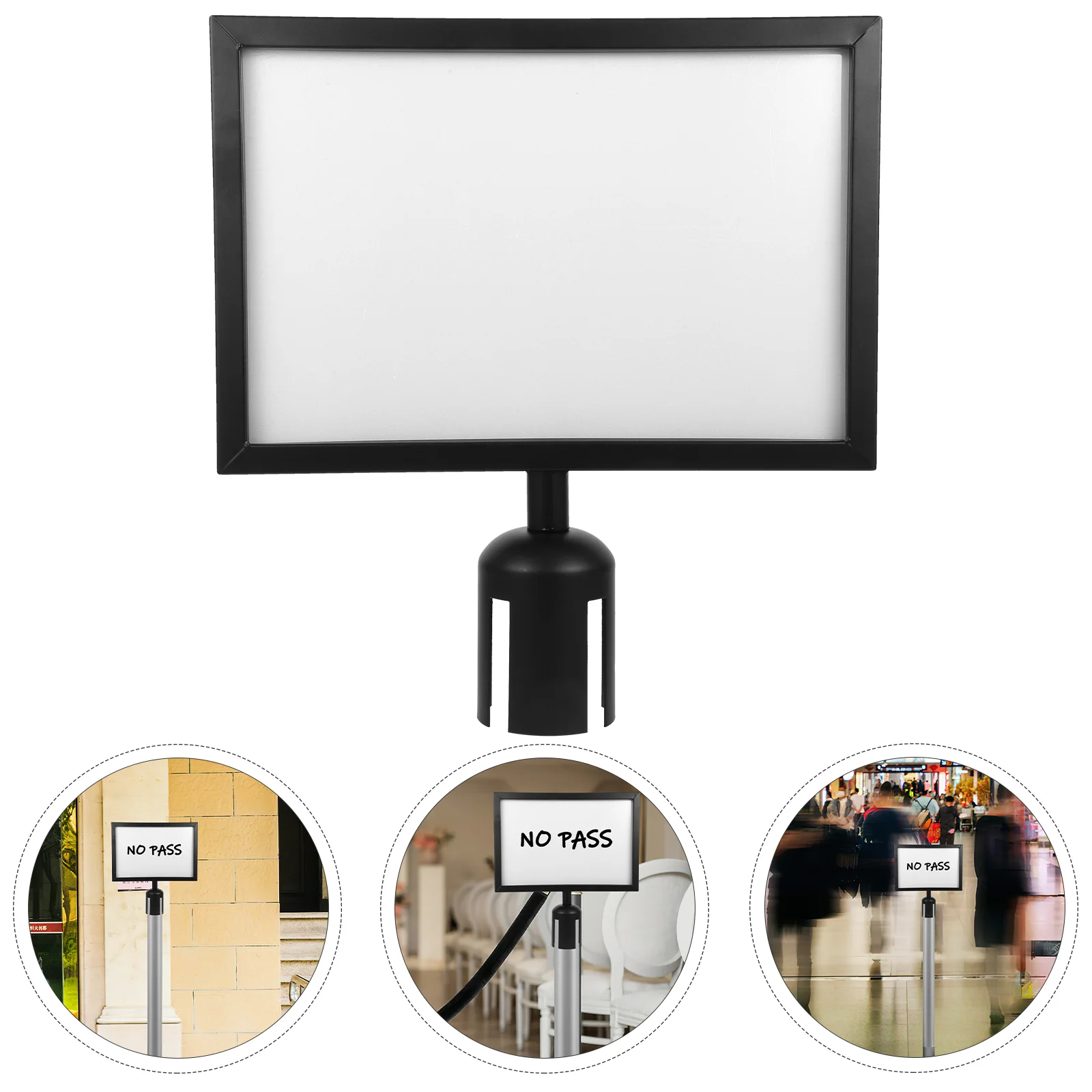 

Post Railing Inserts Sign Holder for Retractable Belt Commercial Stanchion