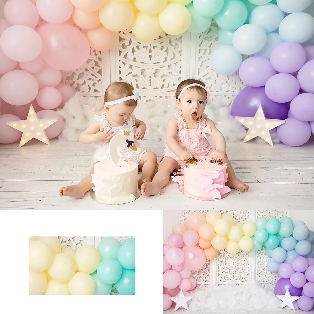 

Colorful Star Rainbow Balloons Backdrops Kids Baby Birthday Cake Smash Photocall Decors Child Adult Photo Backgrounds