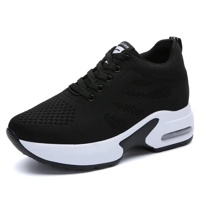 Zapatillas de deporte con plataforma de malla transpirable para mujer, zapatos de baloncesto de cuña informales, Tenis gruesos, entrenadores de