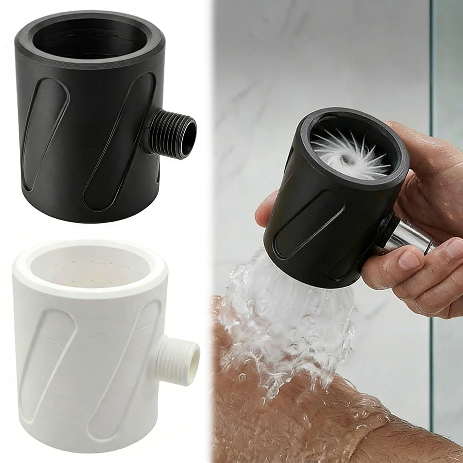 

3D Printed Men Handheld Shower Head High Pressure Spiral Nozzle Flushing Massage Circular Shower Head Shower Accessories