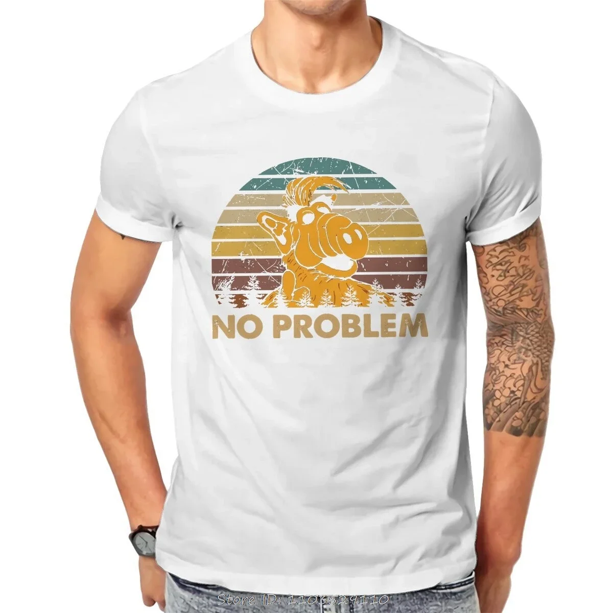 No Problem Hipster T-Shirt ALF The Animated Series Men Harajuku Fabric Streetwear T Shirt Fashion O-neck Oversized Tshirt Tops view 3