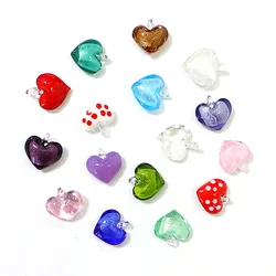 2pcs 20mm Mini Glass Heart Shape Charms Cute Love Pendant For Handmade Earrings Bracelet Accessories DIY Jewelry Making Supplies