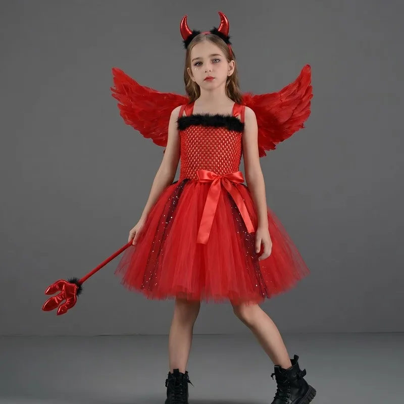 Little Devil Vampire Puff Dress,Halloween Party Cosplay Costume, Role Play Outfit for Holiday Birthday Stage Performance Festive view 5