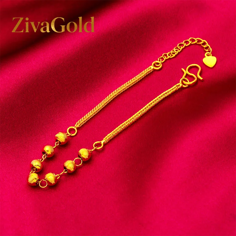 

ZivaGold Cat's Eye Bracelet for Women, 24K Gold, AU999 | Double-layer chains with cat's eye beads & tassel, stunning for glam