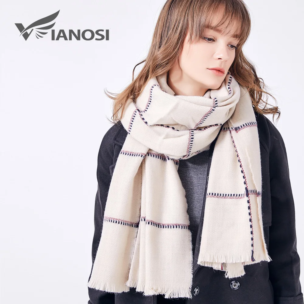 VIANOSI New Women\'s Scarf Winter Thick Warm Long Plaid Shawl and Wrap Fashion Brand Scarves Female Foulard Thick Blanket