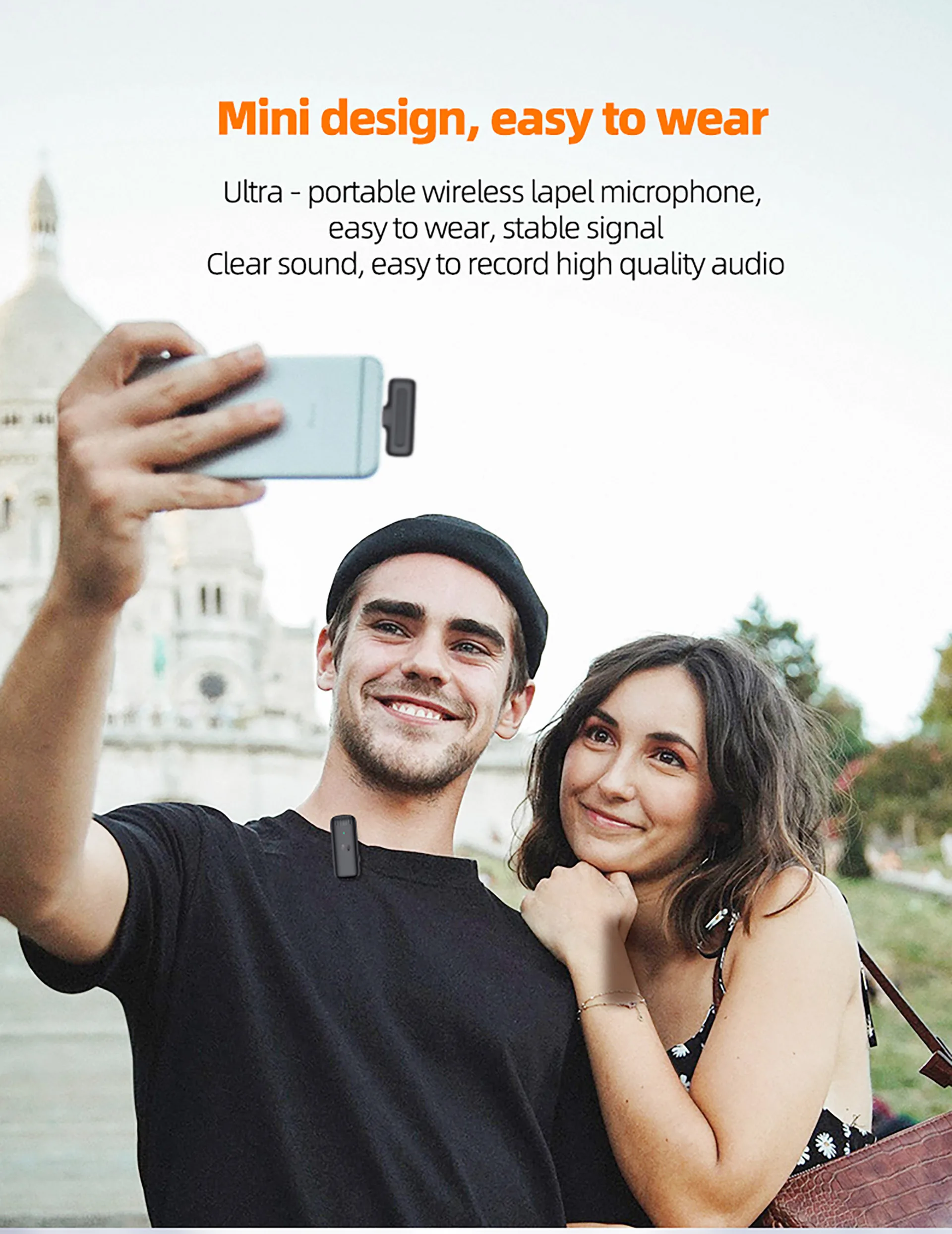 ميكروفون لاسلكي من CERASTES ميكروفون احترافي للهاتف Tiktok Studio Vlog Youtube Gamer Sound 2.4G