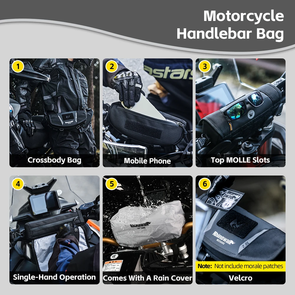 Rhinowalk دراجة نارية حقيبة مقود الدراجة مقاوم للماء العالمي 2L الدراجات السفر الكتف تخزين حقيبة الهاتف دراجة نارية الملحقات #3