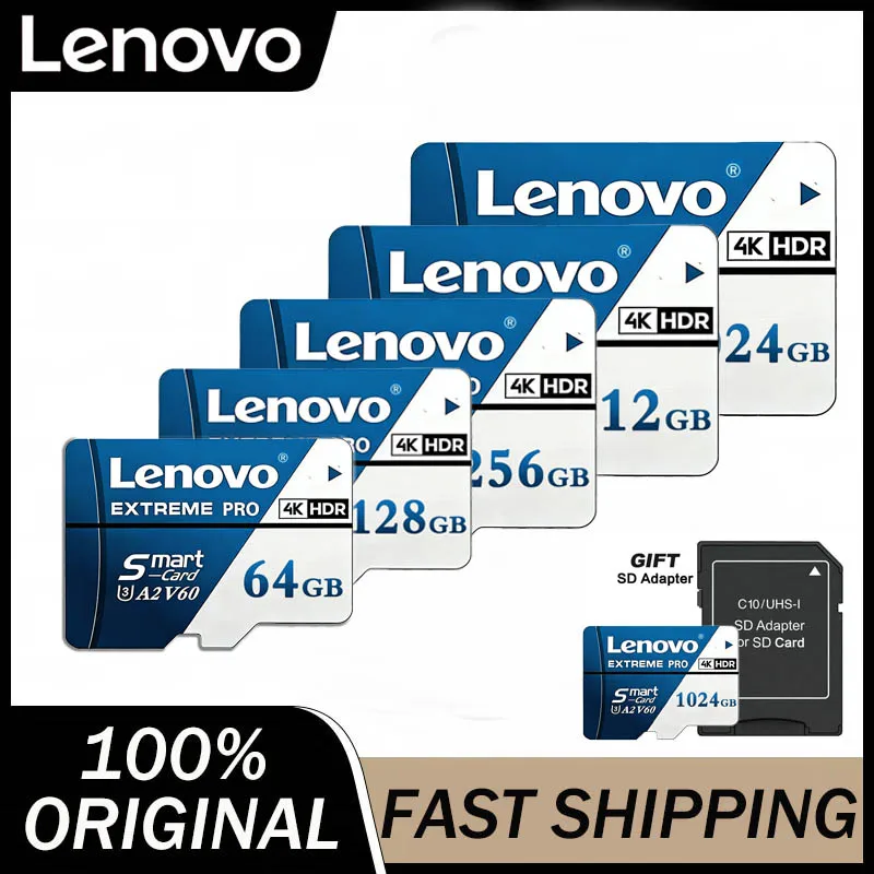 

Lenovo High Speed SD Memory Card 128GB U3 V60 TF Flash Cards For Xiaomi CellPhone Camera Table PC 256GB 512GB 1024GB TF Card