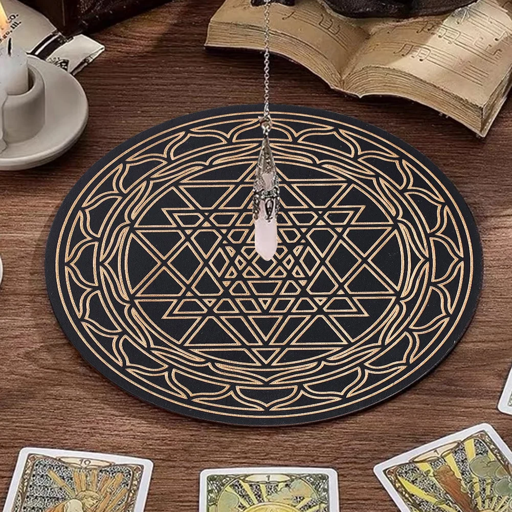 Black Wood Pendulum Board Geometric Triangle Mandala Pattern Magics Meditation Decision Plate Metaphysical Energy Altar Supplies