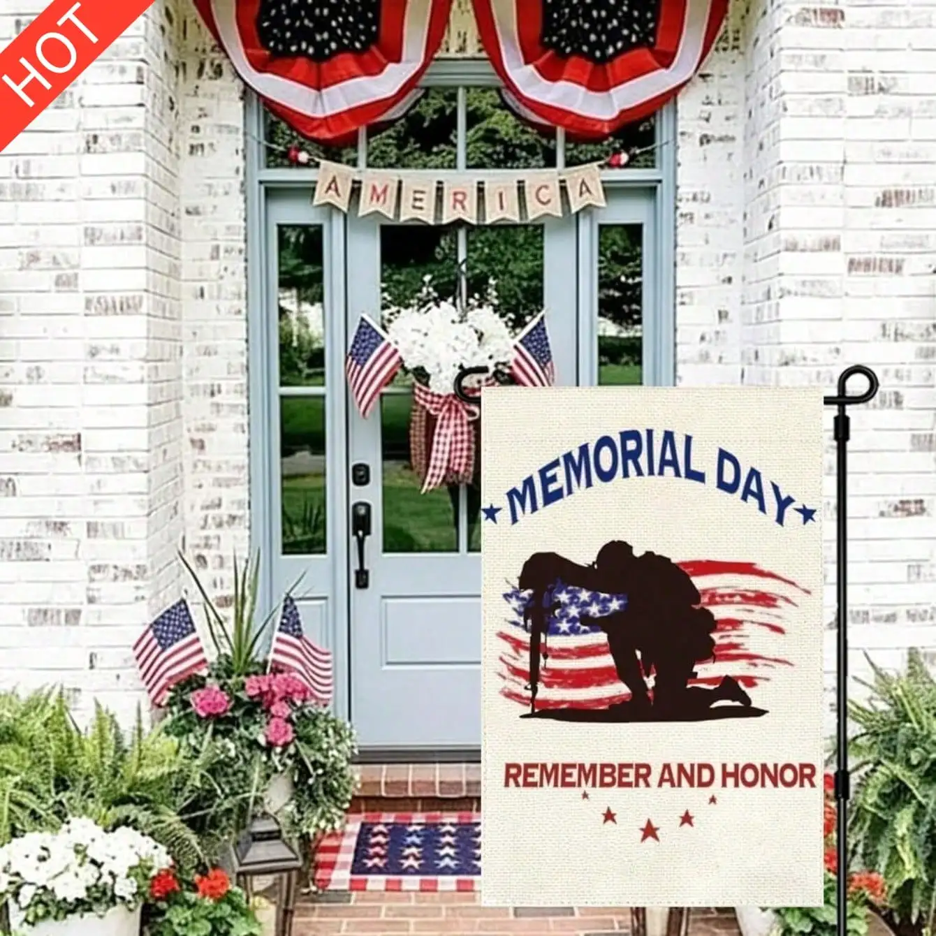 

Флаг ко Дню памяти - патриотический военный американский флаг с изображением солдатских ботинок, всепогодный полиэстеровый декор для сада и двора