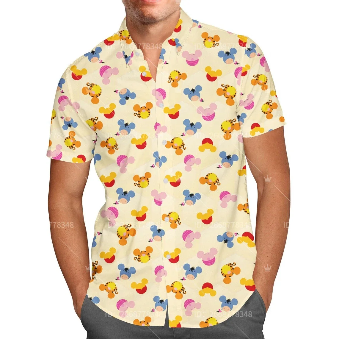 

Disney Winnie The Pooh Hawaiian Shirt Disney Inspired Men's Button Down Short-Sleeved Shirt Fashion Beach Short Sleeve T-Shirt