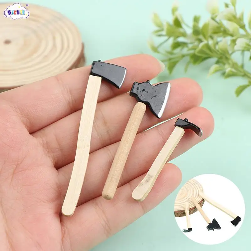 

3 шт./компл. масштаб 1/12, миниатюрный деревянный металлический Чоппер для кукольного домика, миниатюрные сельскохозяйственные инструменты, садовые инструменты