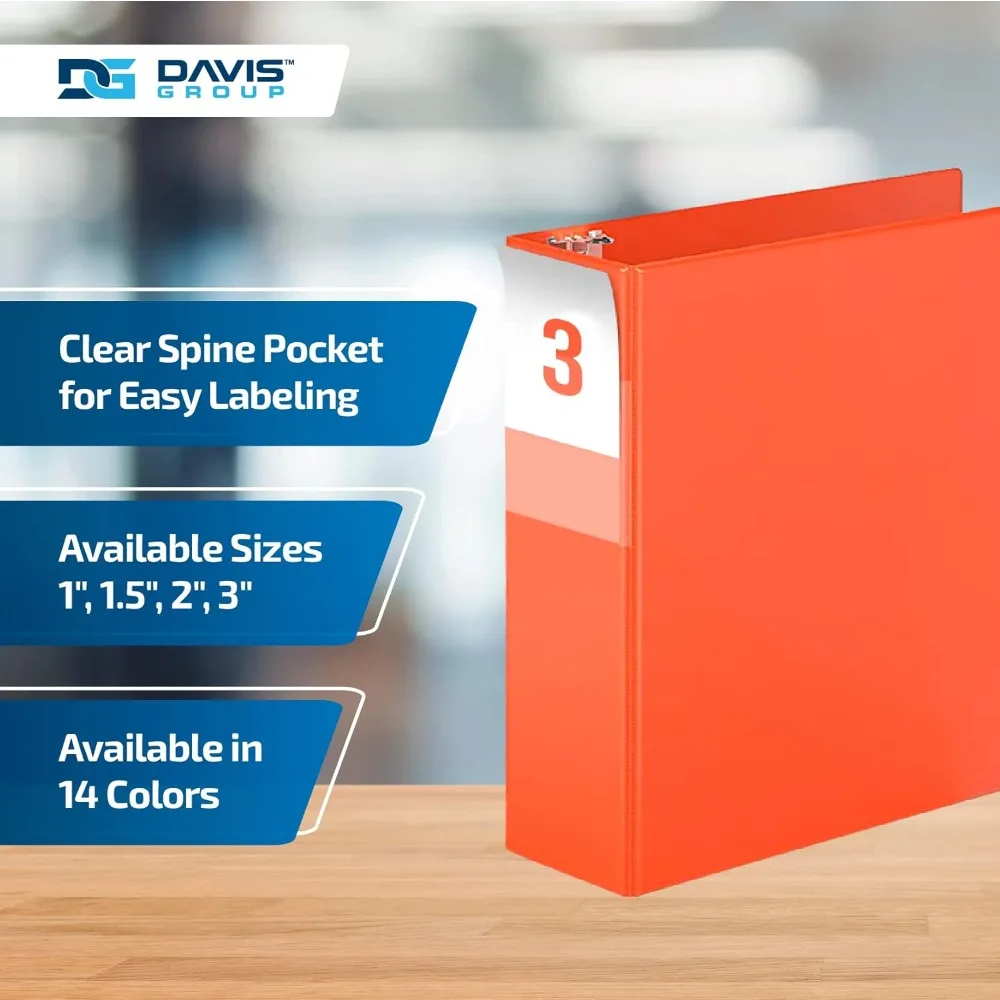 Premium Economy 6-Pack D-Ring Binders, 3 Inch, Orange, Ideal for School and Office Use, Spacious Storage Solution
