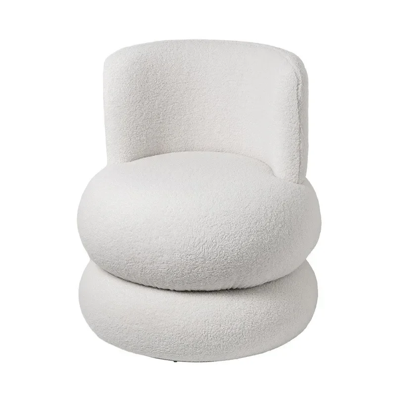 

Nordic Modern Round Lamb Velvet Fabric Sofa French Cream Single Casual Dressing Italian Medieval Shoe Changing Stool