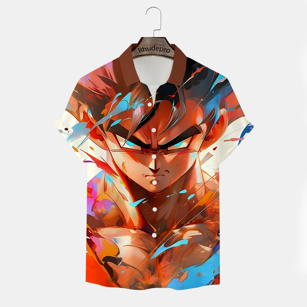 Anime Men's Shirt Goku 2024 Japanese Anime Oversized Hip Hop Shirts T-shirts Tops Trend Super Saiya Clothing New Fashion