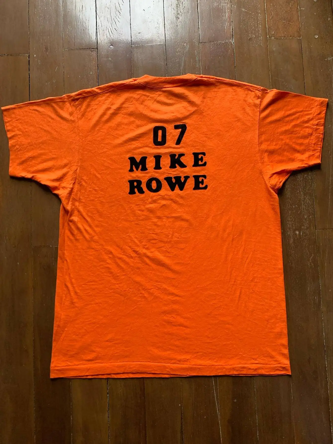 Dopamine Orange T-Shirt Minimalist Graffiti Letter Short Sleeve Couple's Top Breathable Cotton round Neck Summer Fashion