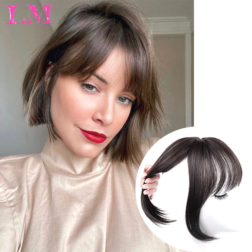 

FOR Black/Light Brown Clip In Hair Bangs Hairpiece Accessories Synthetic Fake Bangs Clip In Hair Extensions Clip In Hair Pieces