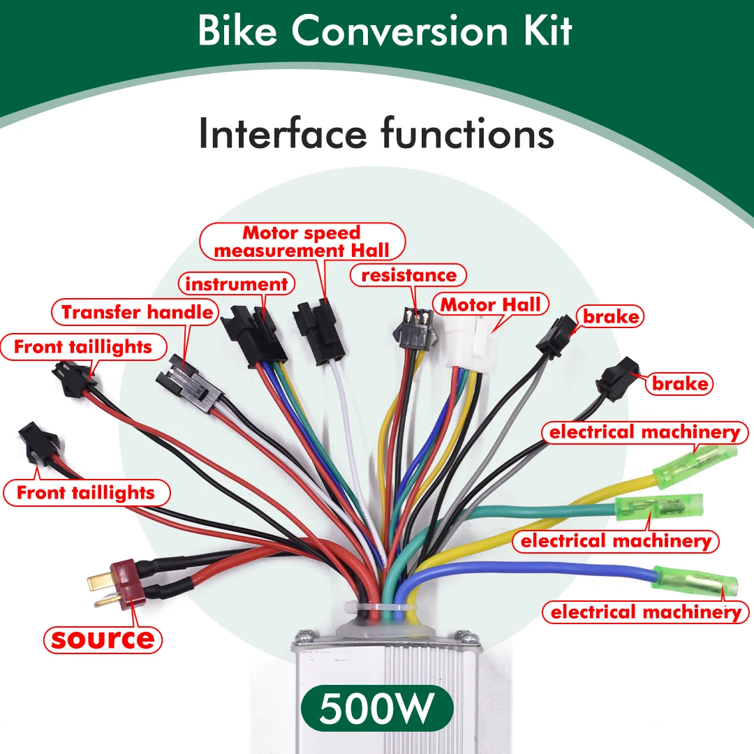 24V/36V/48V 350w/500w Electric Bike Scooter Brushless Controller Electric Bike Colorful LCD Display Meter Electric Bike Kit Part