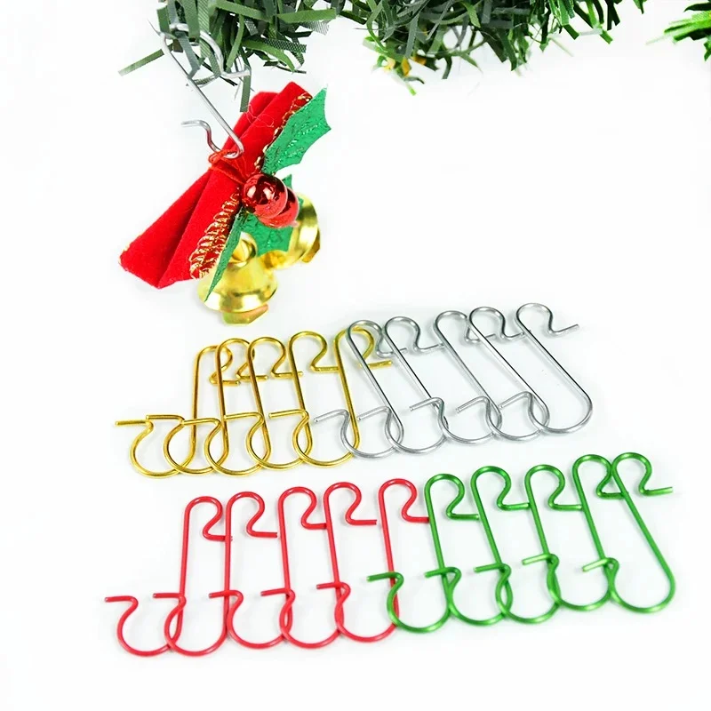 50pcs Christmas Ornament Metal S-Shaped Hook Holders Christmas Tree Ball Pendant Weeding Birthday Party Home Supplies Decoration