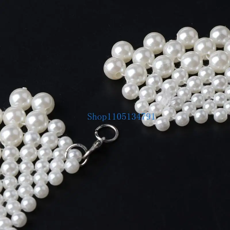 98km Ethnic Handmade Woven Beading False Collar Imitation Pearl Jewelry Women Bib Cho