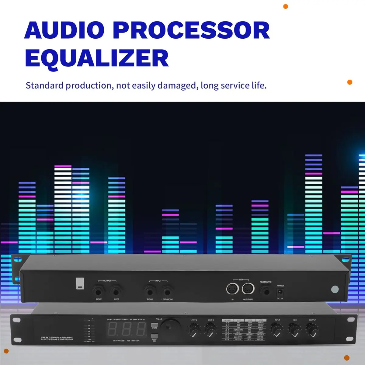 A77K Professional Digital Reverberation Multi Effect DSP Processor Audio Processor Equalizer US PLUG