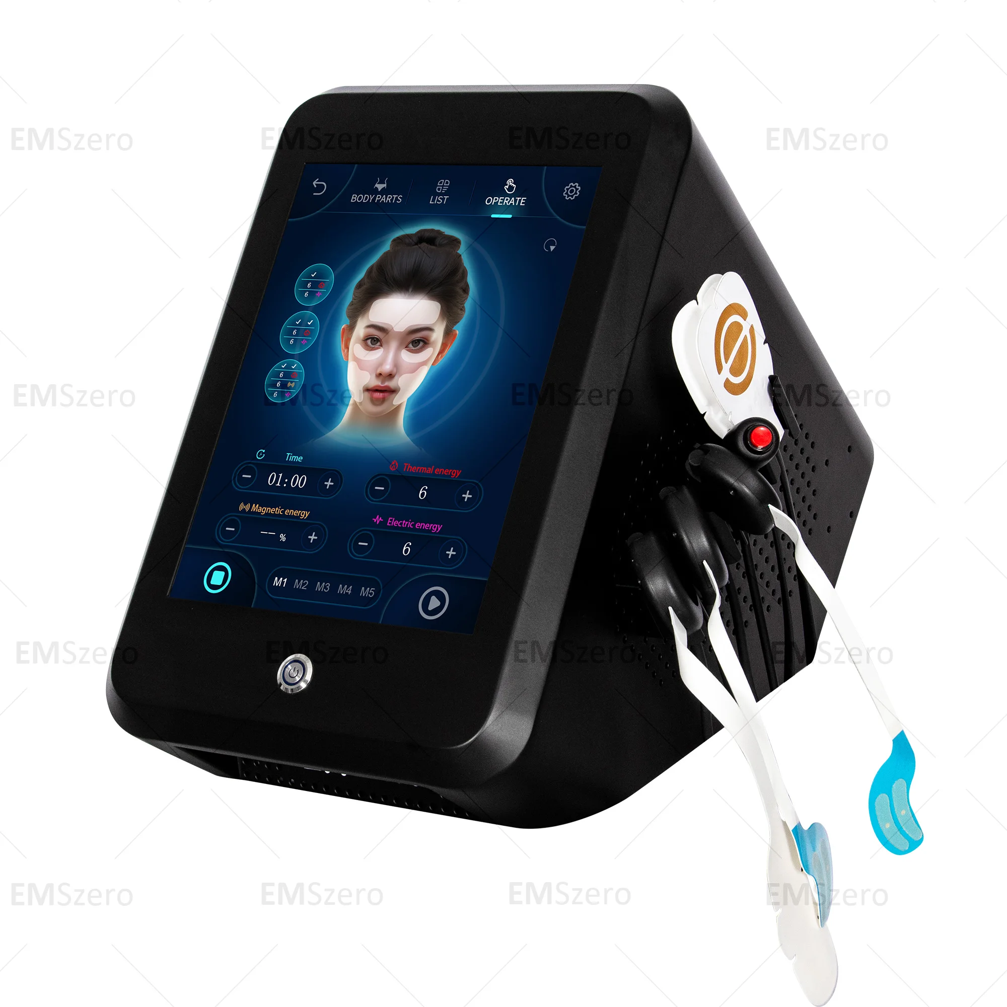 EMSzero-Lifting Facial portátil, almohadillas de electrodos faciales RF, estimulación de estiramiento de la piel, máquina electromagnética de alta intensidad