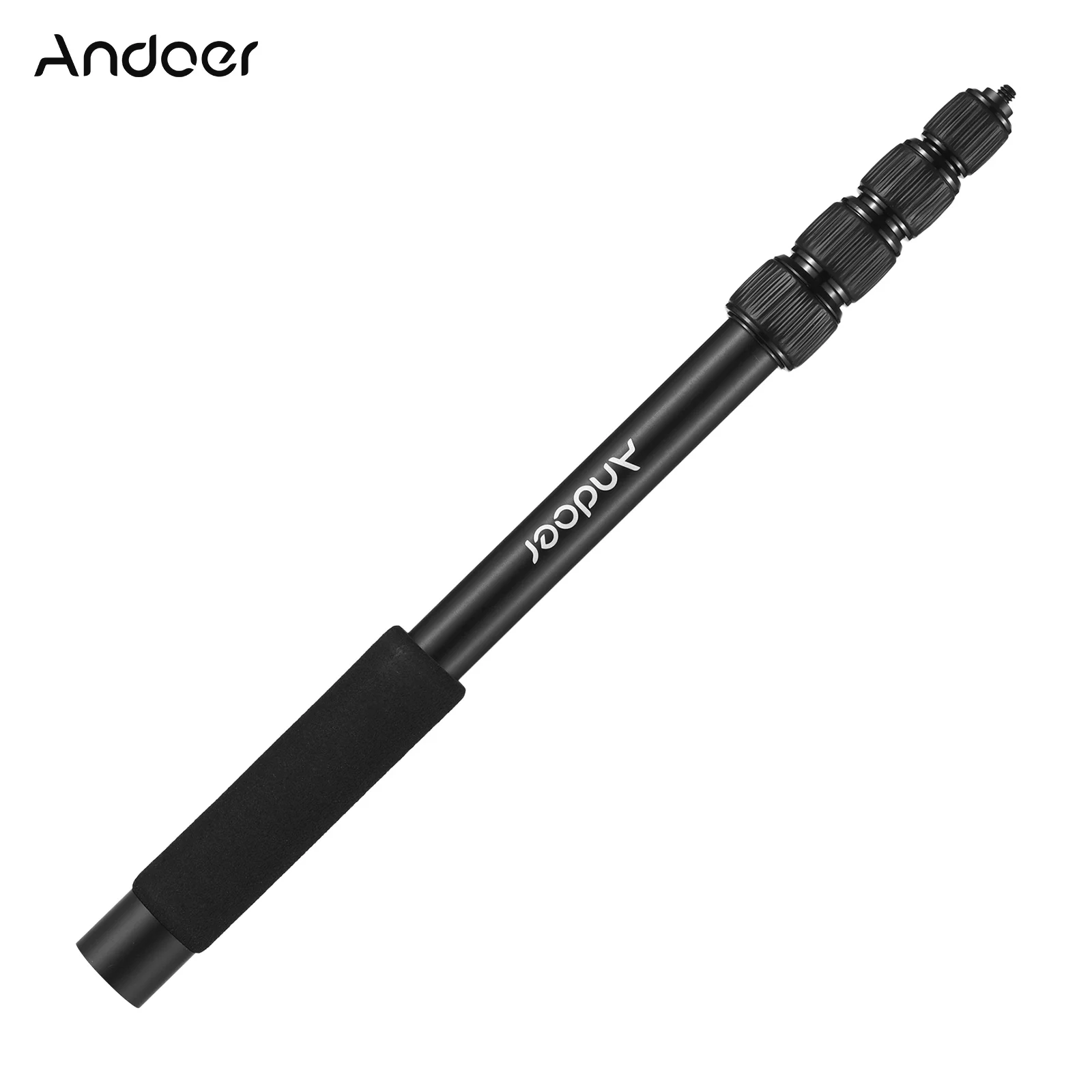 Andoer Handheld Microphone Boom Arm 4-Section Extendable Mic Arm Aluminum Alloy Boom Pole for Mic 1/4 In Screw 2kg Load Capacity