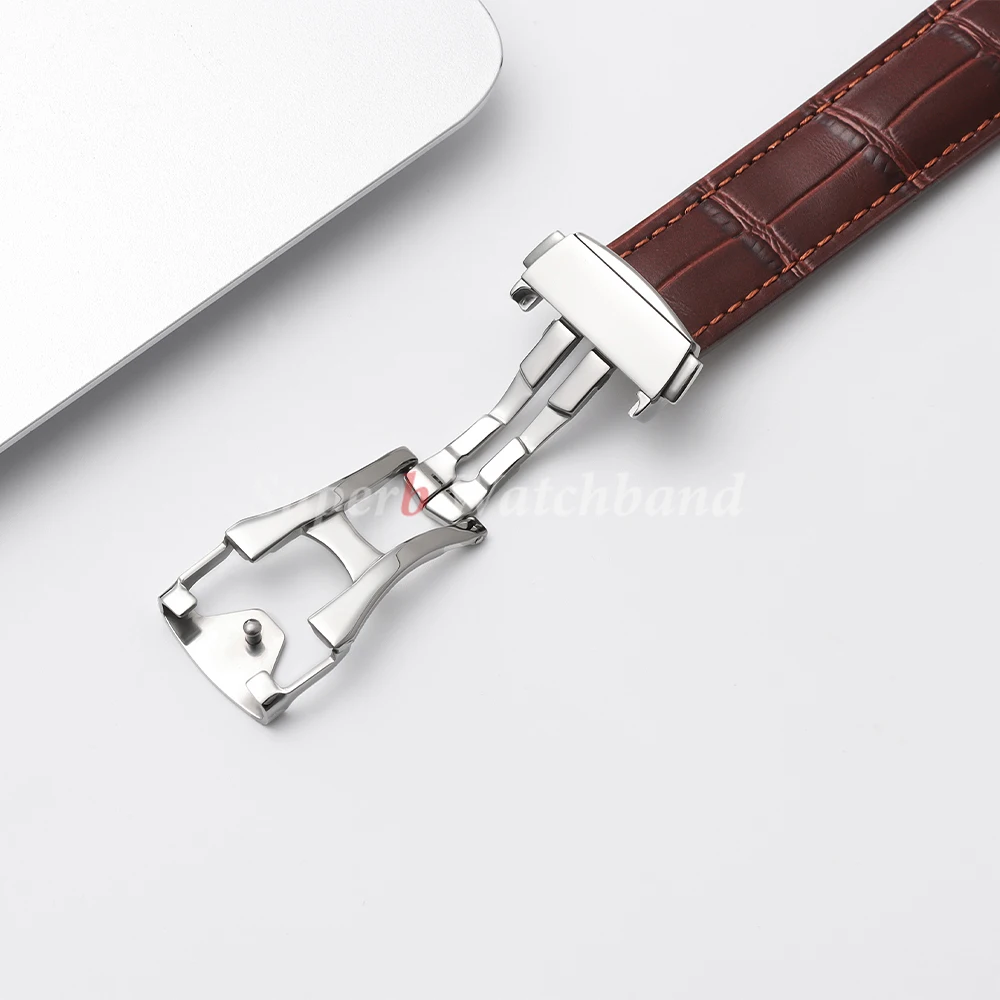 Genuine Cowhide Strap 19mm 20mm 21mm 22mm for Omega Seamaster Folding Buckle Waterproof Calfskin Watch Band Bracelet Men Women
