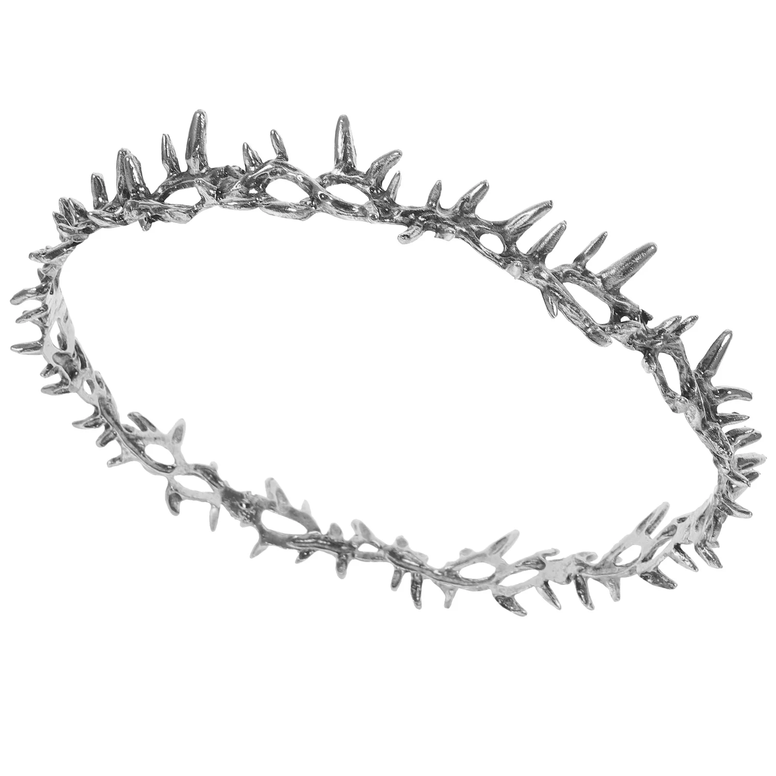 

Ancient Silver Thorns Crown Bridal Tiaras Wedding Hair Accessories Girls Tiaras Light Weight Party Crown Crystal for Photoshoot