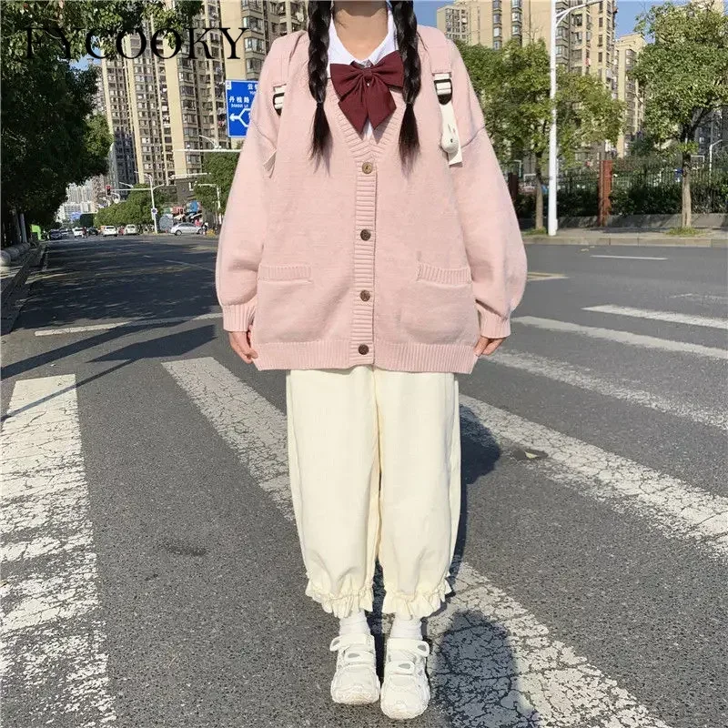 

2025 New Pants Women Japanese Style Corduroy Loose Casual Straight Pink Sweet Cute Woman Trousers
