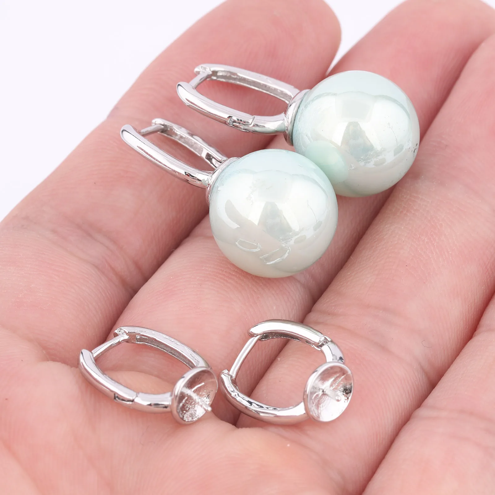 20pcs 12x14mm Leverback Earring Bezel Setting Blanks For Pearl Mount Diy 6mm Earrings Base Findings