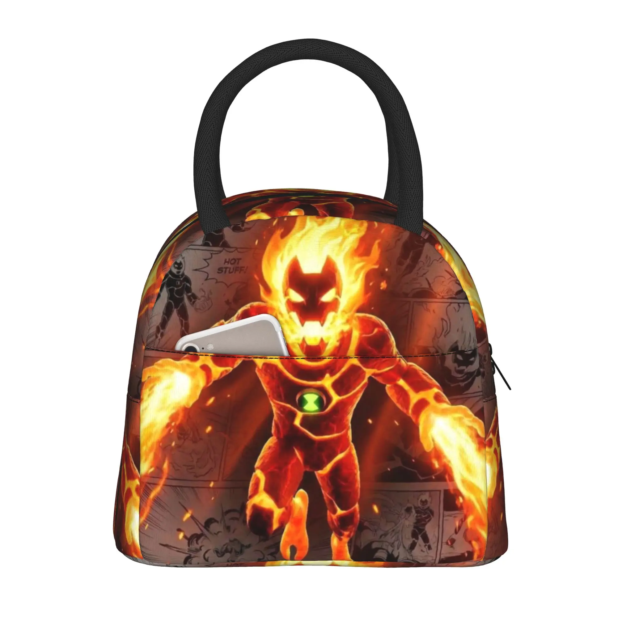 Back to school season  Handbag Heatblast Ben10 Fire Alien Hero New Harajuku Design Classic Solid Lunch Bag