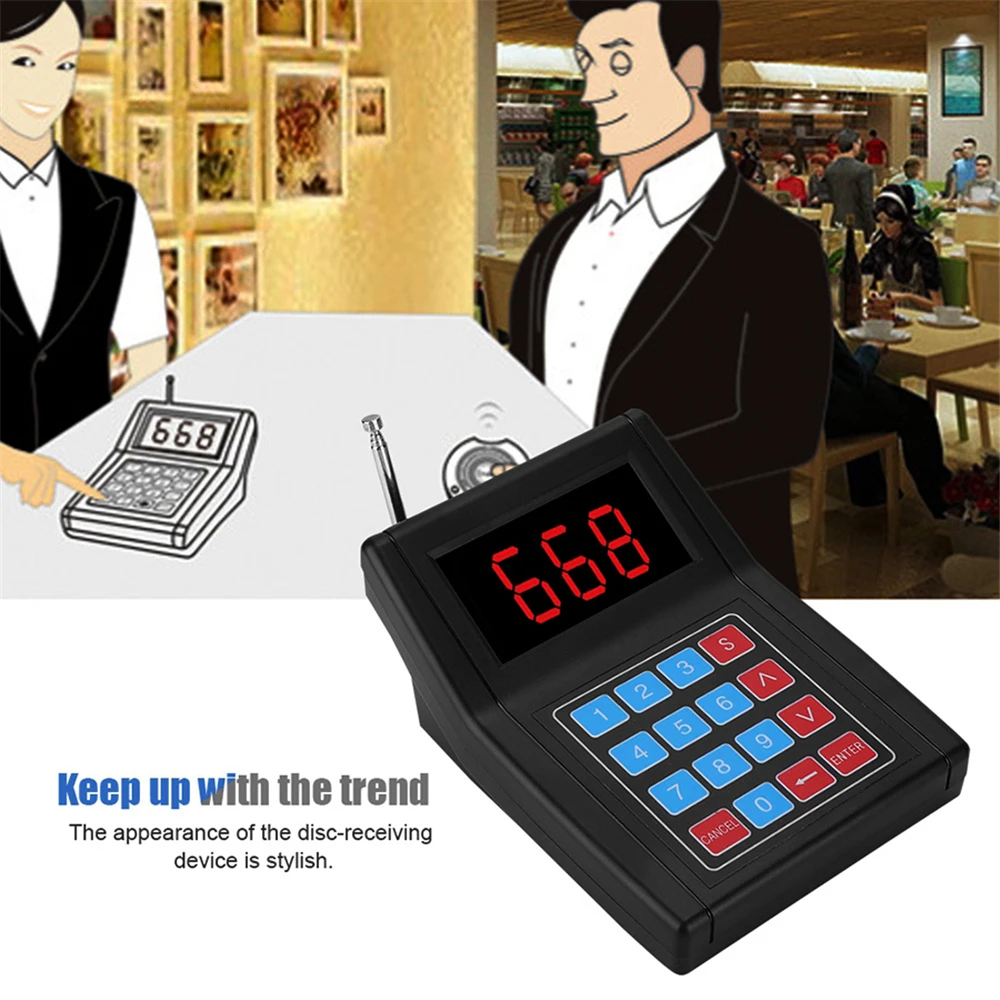 SU-668 Wireless Restaurant Waiter Coaster Paging System 1 Keyboard 10 Pagers 1 Charger Calling Queueing Service Buzzer