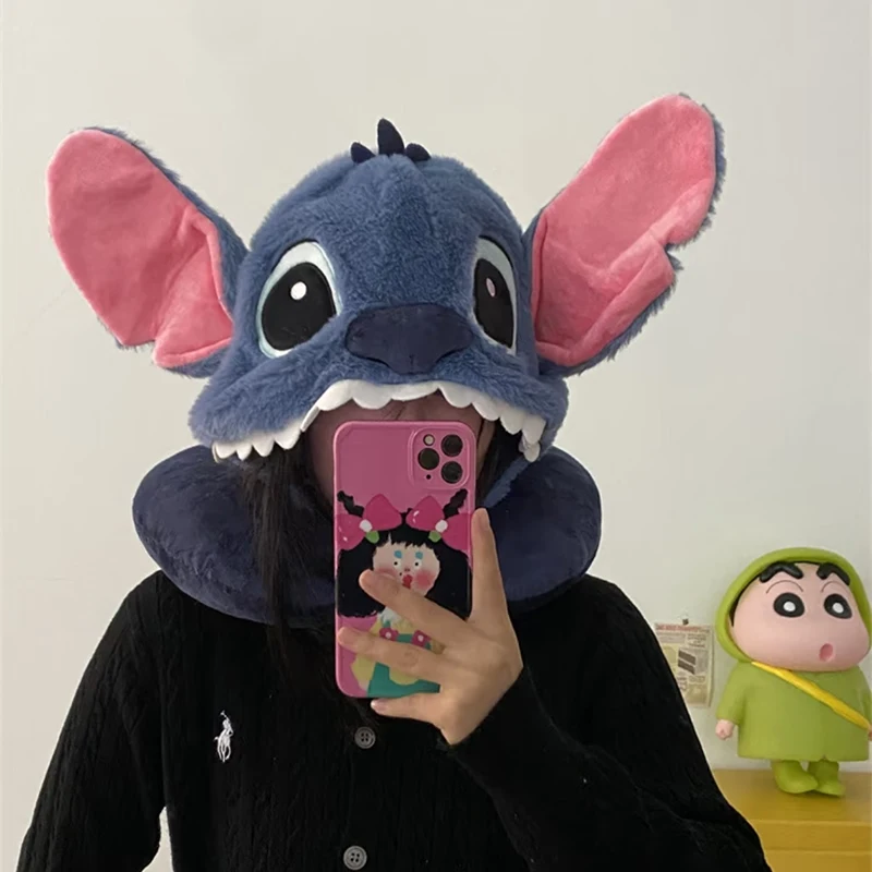

Anime Stitch U-Shaped Hooded Neck Pillow Kawaii Figure My Melody Dumbo Travel Soft Comfortable Cervical Pillow Partner Gift