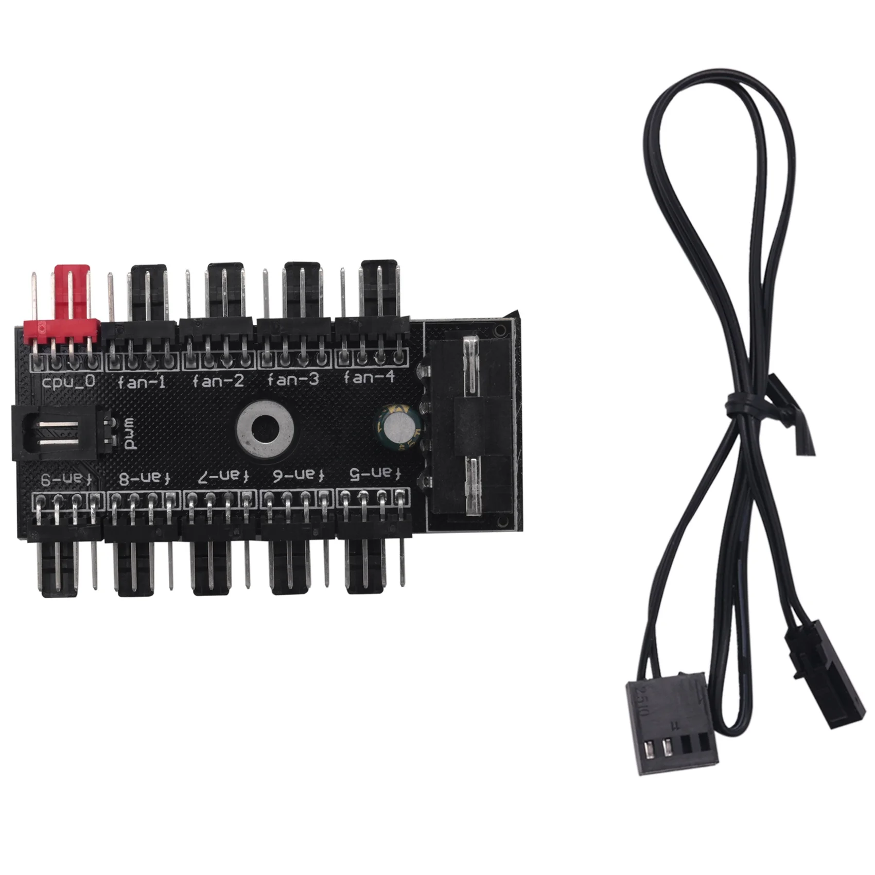 A72Z 10 Port PC Chassis Fan Hub CPU Cooling HUB 12V 4 Pin Fan PWM Hub Controller