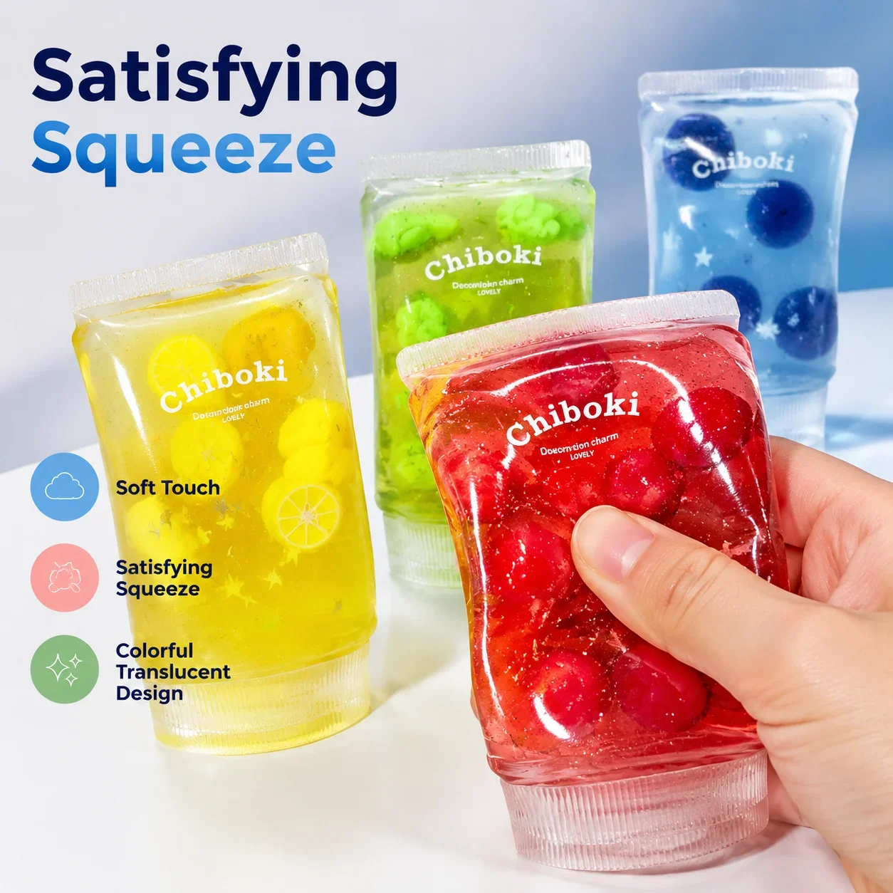 Fruit Filled Maltose Squishy Fidget Toy Slow Rising Soft Mochi Squeeze Deformable Stress Relief Sensory Fun Toothpaste Toy