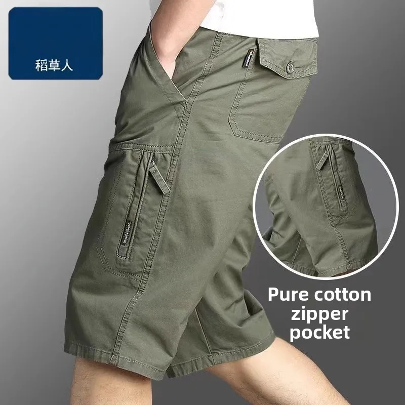 

Мужские летние повседневные брюки из чистого хлопка свободного кроя, дышащие, легкие, спортивные, прямые, для работы