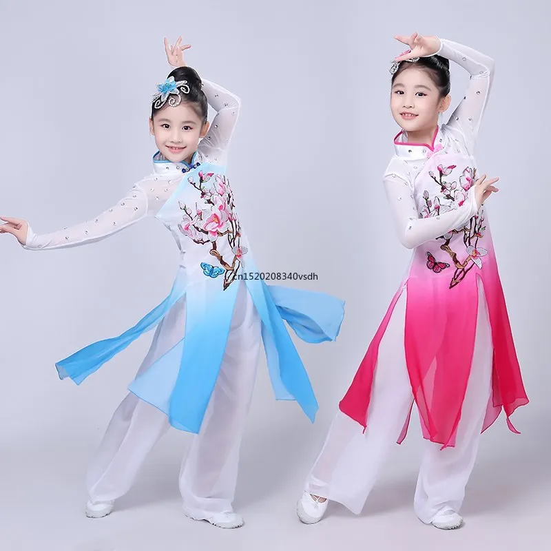 Chinese costume hanfu new children's classical stage costumes umbrella dance ethnic girls Yangko clothing fan dance