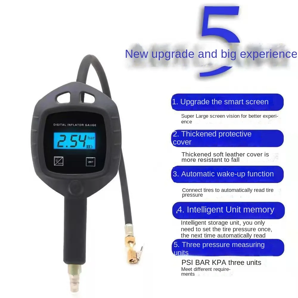 High Precision Tire Car Inflation Gauge Digital Display Electronic Pressure Gauge Inflating and Inflating Tire Pressure Gauge