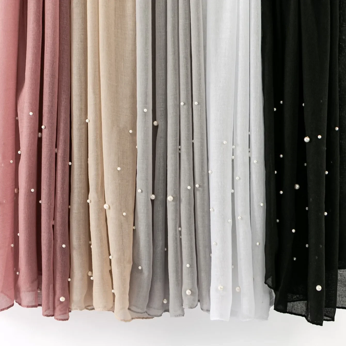 

Hijabs Pearl Beaded Long Scarf Shawl Headscarf Women Muslim Hijab Wrap Scarves Bandanas Headband Bufanda Foulard Turbante Mujer