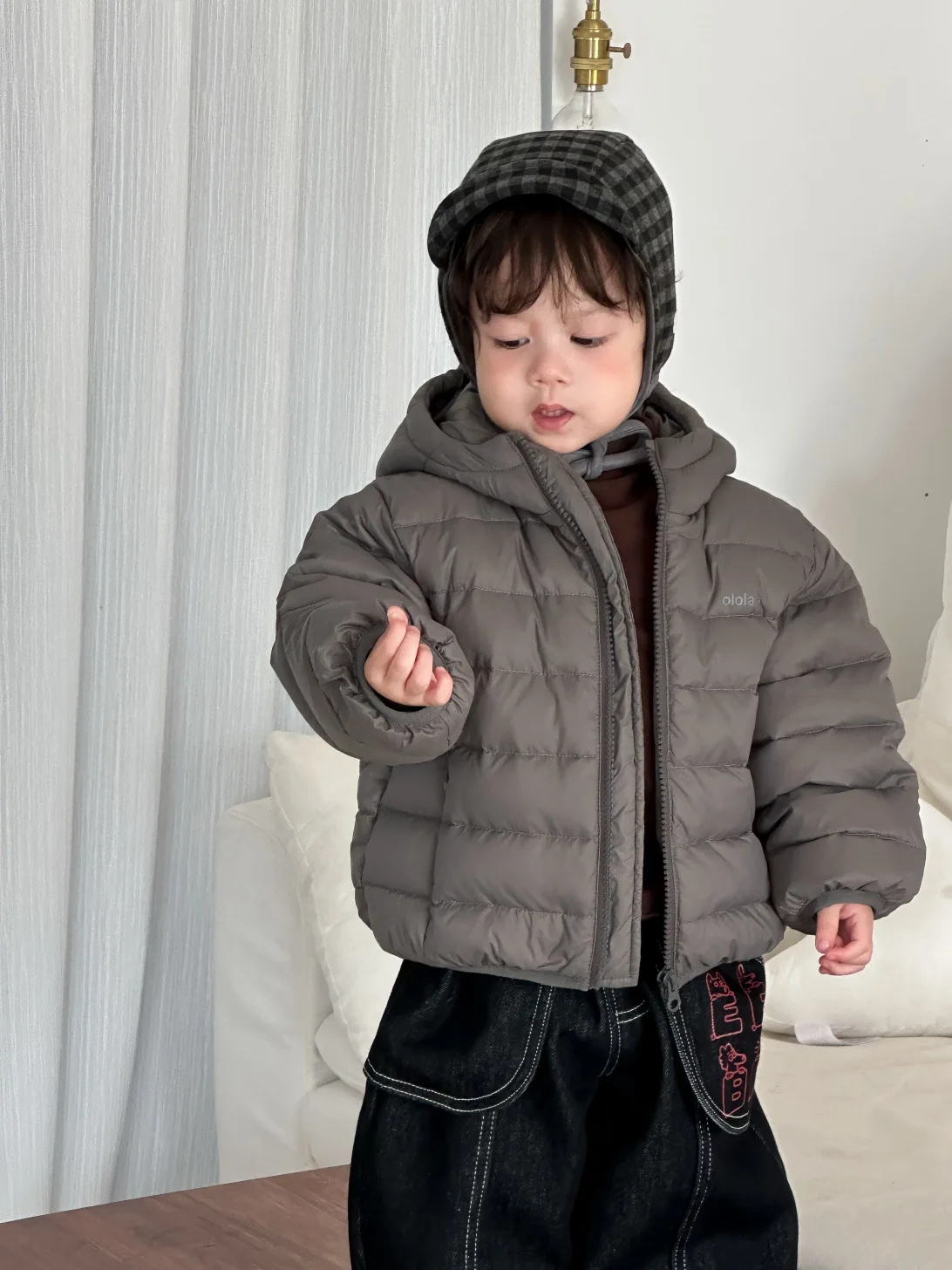 2025 شتاء جديد الطفل القطن زائد المخملية سميكة طفل الفتيان الدافئة جاكيت زيبرا وسادة مبطنة الفتيات طويلة الأكمام معطف مقنع