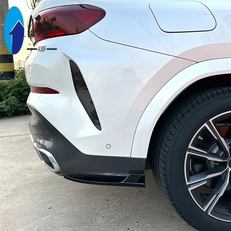 

A30F-For BMW X6 G06 M Sport 2019-2022 Rear Bumper Canards Spoiler Splitter Diffuser Protector Cover Accessories, ABS