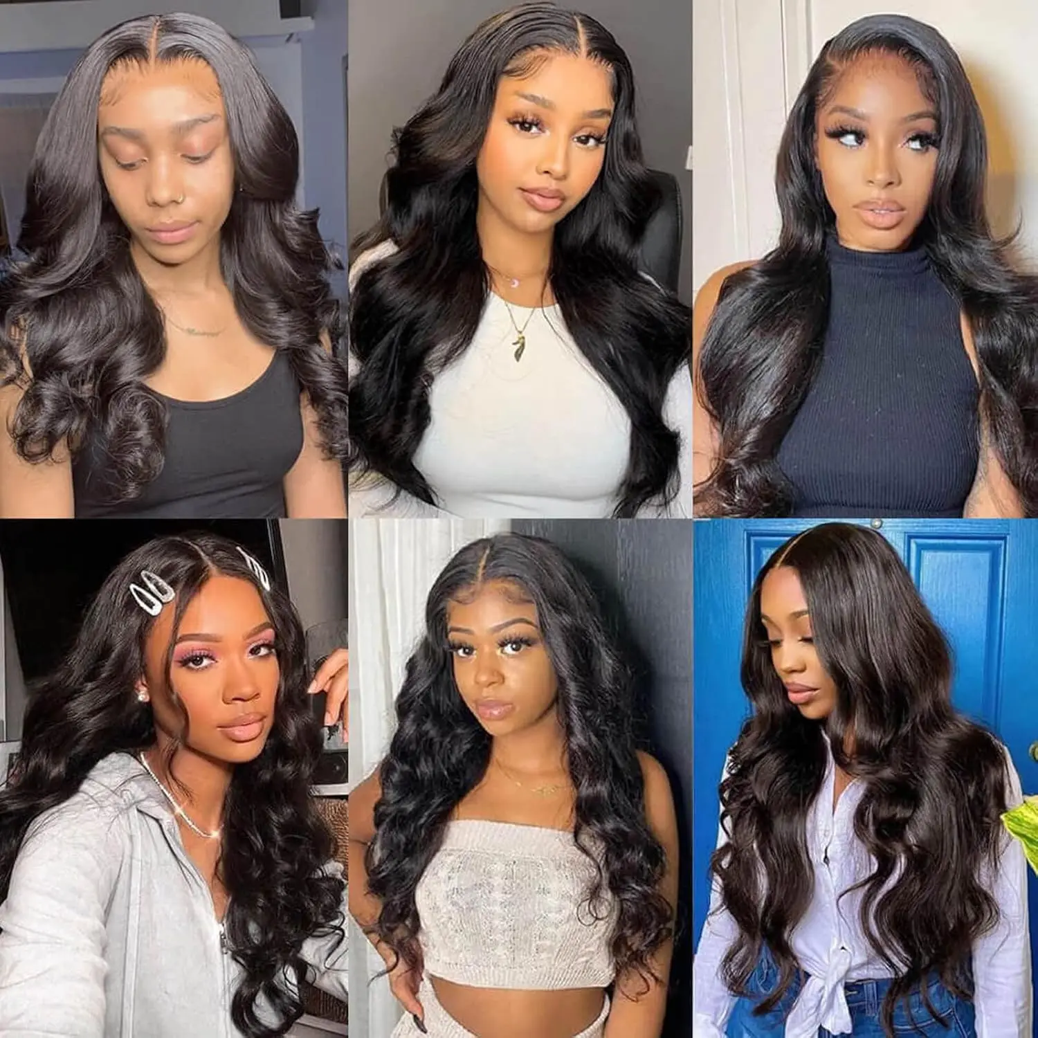 Body Wave 5×5 Lace Frontal Human Hair Wigs Transparent Put On And Go 200 Density Glueless Natural Pre Plcked Lace Frontal Wig 1B