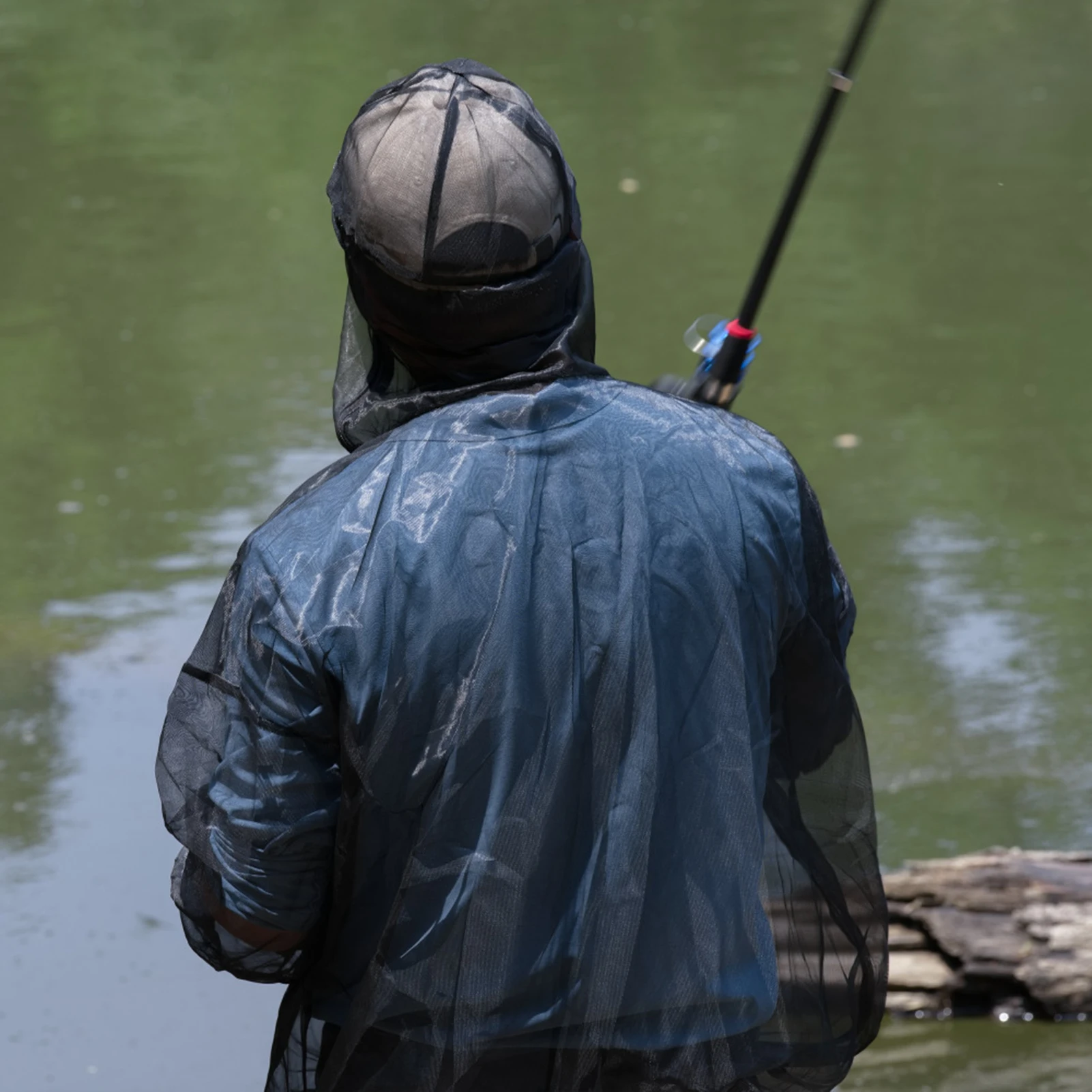 ملابس صيد السمك للرجال في الهواء الطلق بدلة سوداء مضادة للمشي لمسافات طويلة وصيد الأسماك والتخييم بأكمام طويلة وقميص وسراويل #2