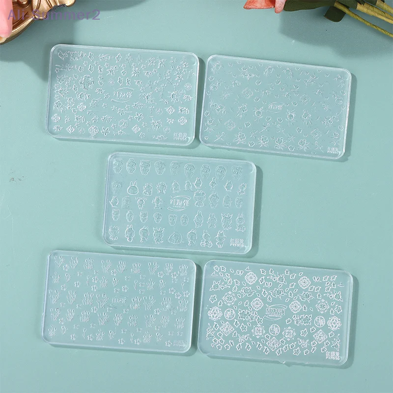 {MX} 3D漫画動物花柄シリコンネイルモールドネイルアートスタンピング転写プレートDIYマニキュアデコレーションツール